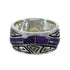 Southwestern Genuine Sterling Silver Magenta Turquoise Inlay Water Wave Ring Size 7 QX74303